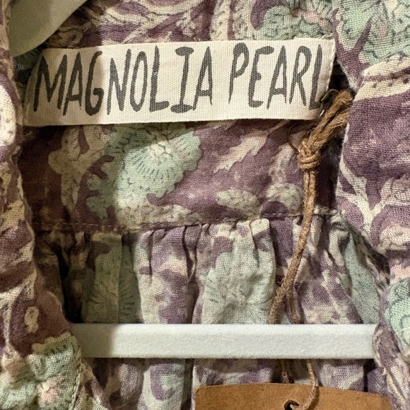 Magnolia Pearl Cordelia Night Shirt Cotton Gauze Block Print Top - Picture 3 of 7